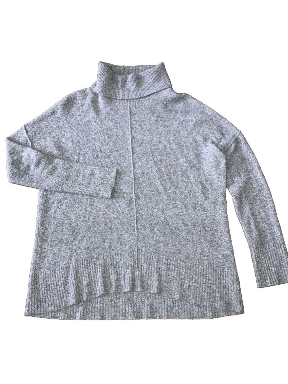 Aqua 100% Cashmere Med. Soft Grey High Low Turtleneck Long Sleeve Winter Sweater